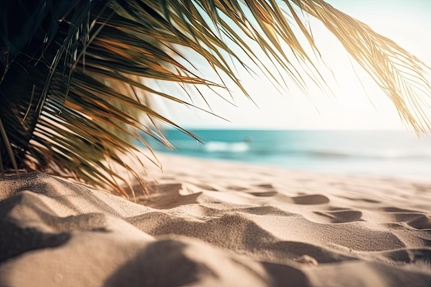 Тропическая пальма на песчаном пляже Генеративный ИИ