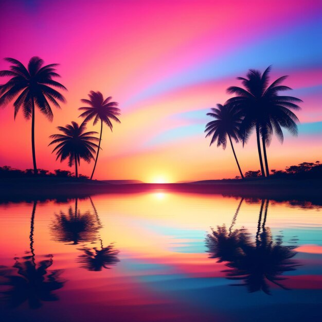 tropical palm tree silhouette on sunset background tropical palm tree silhouette on sunset back