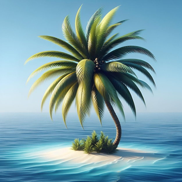 Foto le palme tropicali oscillano isolate su uno sfondo blu dell'oceano