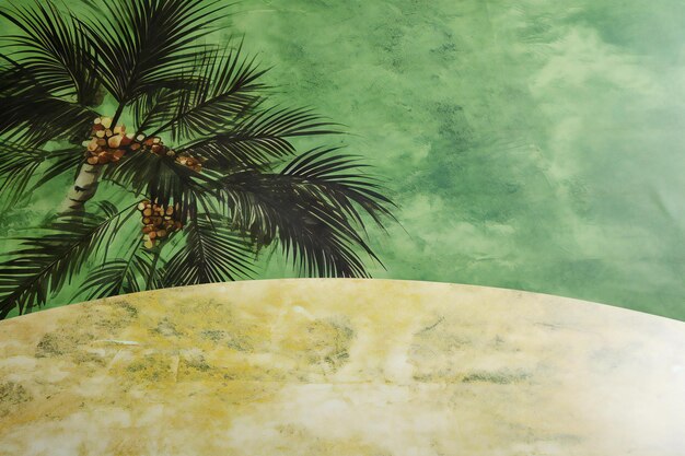 Photo tropical palm tree with coconuts on a green background