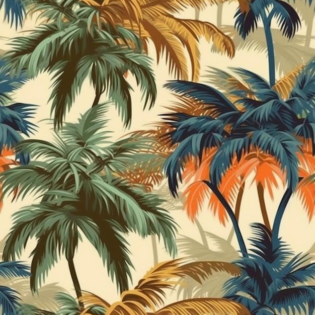Тропические пальмы на бежевом фоне.