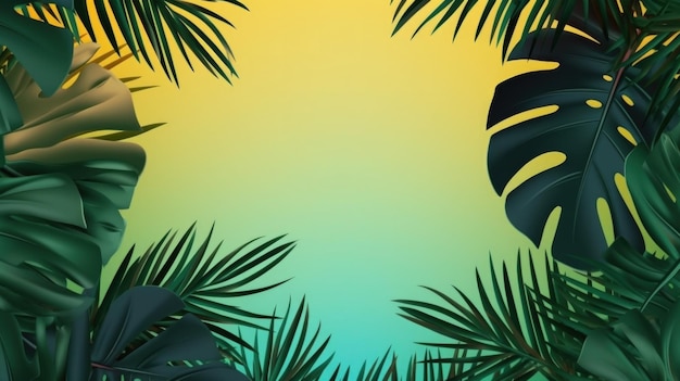 Tropical palms background Illustration AI Generative