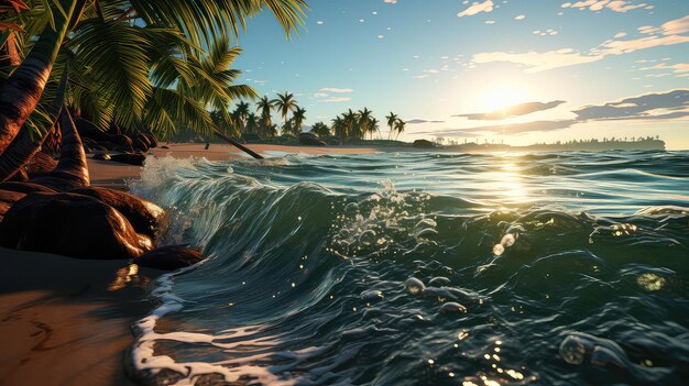 Photo tropical palms and turquoise ocean