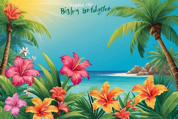 Photo tropical paradise birthday card