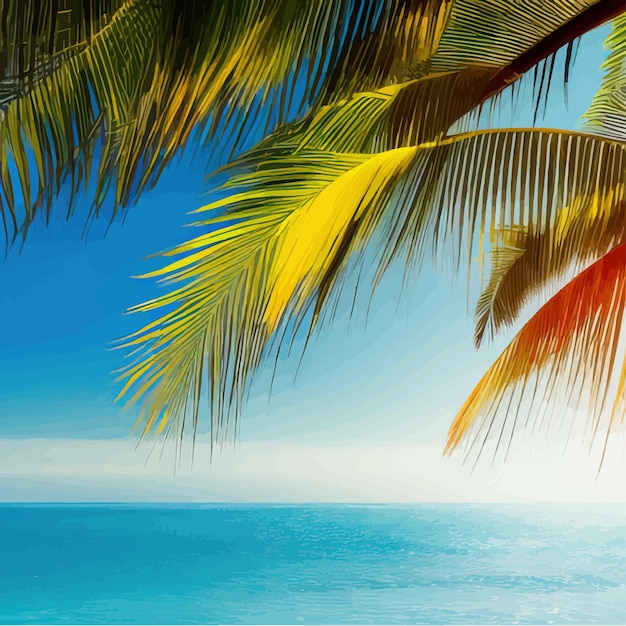 熱帯の楽園の島 砂浜のヤシの木と海 ハワイ 夏休み 黄金色の砂浜