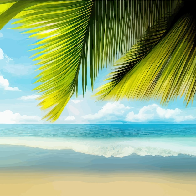 Tropical paradise island Sandy beach palm trees and sea Hawaii Summer holidays Golden sand on