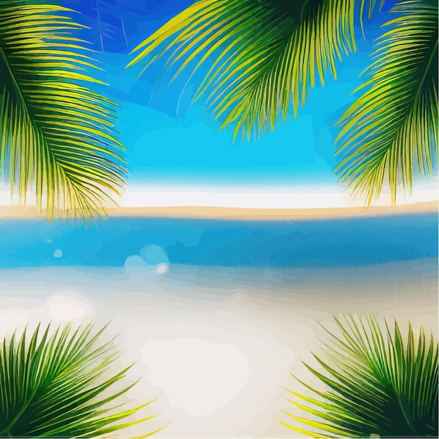 Tropical paradise island Sandy beach palm trees and sea Hawaii Summer holidays Golden sand on