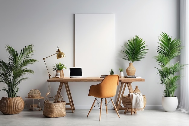 Tropical Paradise Office Mockup Blank Canvas for Your Design