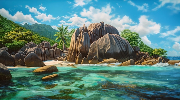 Tropical Paradise of Seychelles Anse Source d39Argen Generative Ai