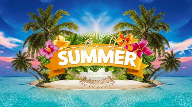 a tropical paradise sign that says summer on it