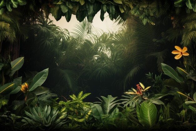 Tropical Paradise A Stunning Jungle Background with Lush Border and Ample Copy Space