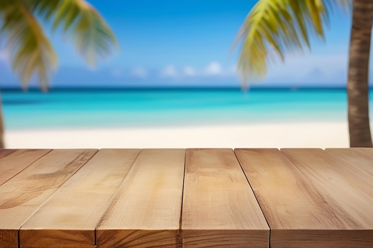 Photo tropical paradise wooden board