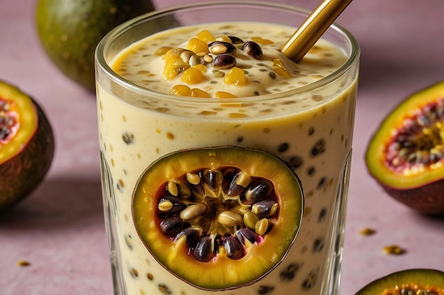 Tropical Passionfruit Lassi with Passionfruit Seeds