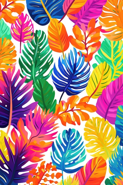 тропический рисунок листьев и цветов фон