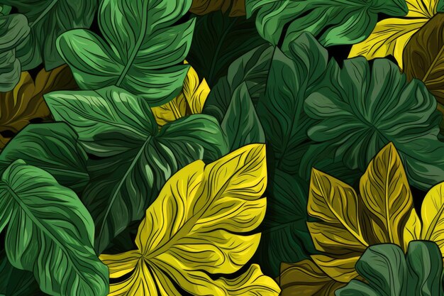 Tropical pattern with leaves