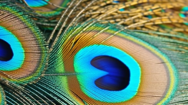 Tropical peacock bird feathers macro rotation upclose perspective Beautiful creatures natural colour accuracy The Generative AI