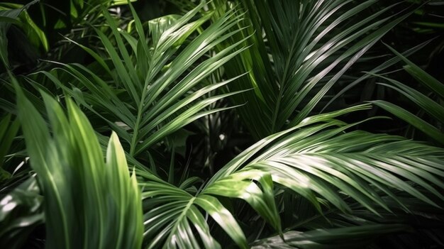 Tropical plant background with green leaves