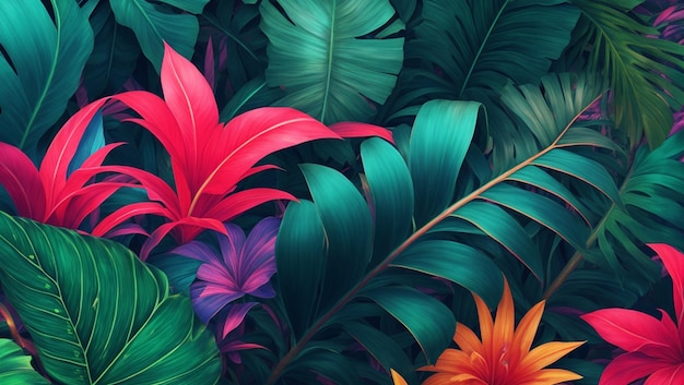 Tropical plant leaves background image