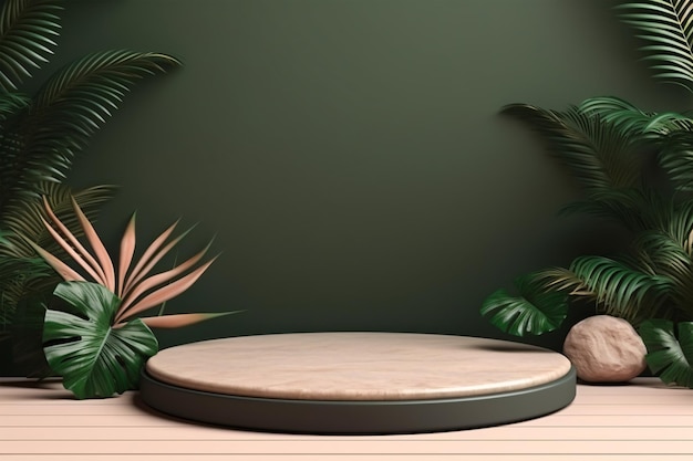 Tropical podium 3d background