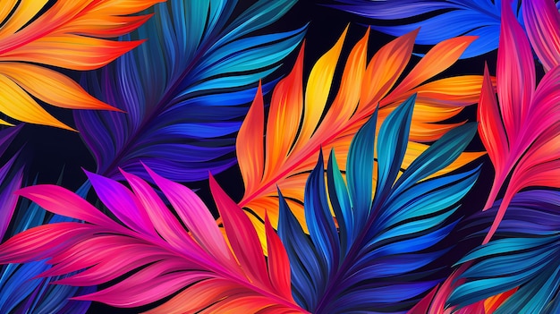 Tropical Rainbow palms and leave wallpaper