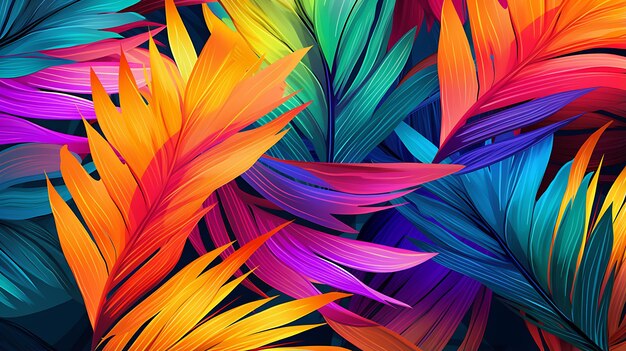 Tropical Rainbow palms and leave wallpaper