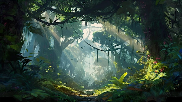 Tropical rainforest canopy ai generate