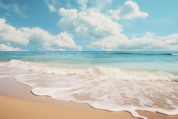 Foto mare tropicale e spiaggia cielo blu con onde generative ai