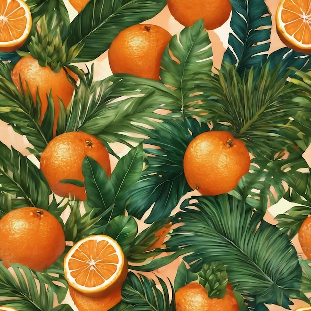 Tropical seamless pattern orange unusual boho