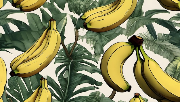 Foto elementi di illustrazione set tropicale banane