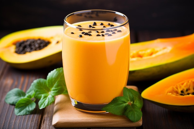 Tropical smoothie with papaya and banana