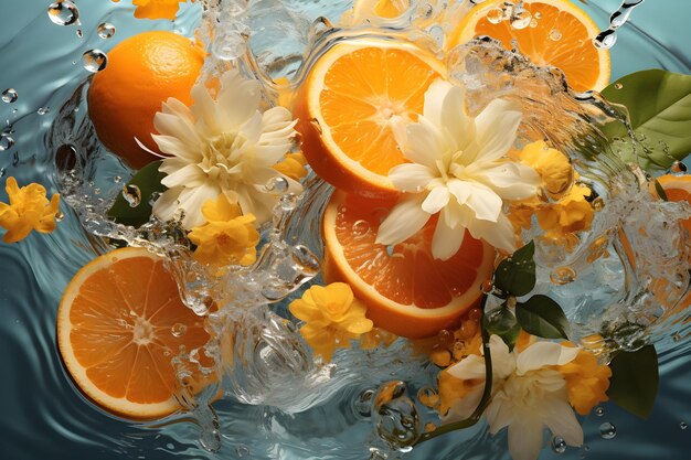 tropical splash pattern with citrus fruits