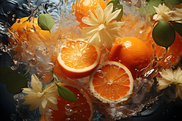 tropical splash pattern with citrus fruits