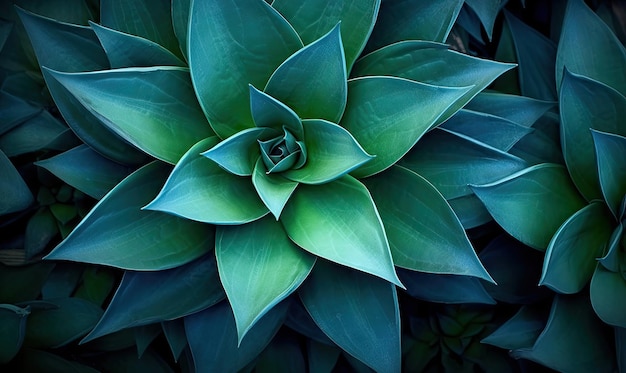 Tropical succulents wallpaper Textured blue agave banner For postcard book illustration card Created with generative AI tools