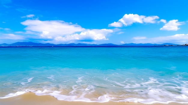 Tropical summer beach with turquoise water and blue sky