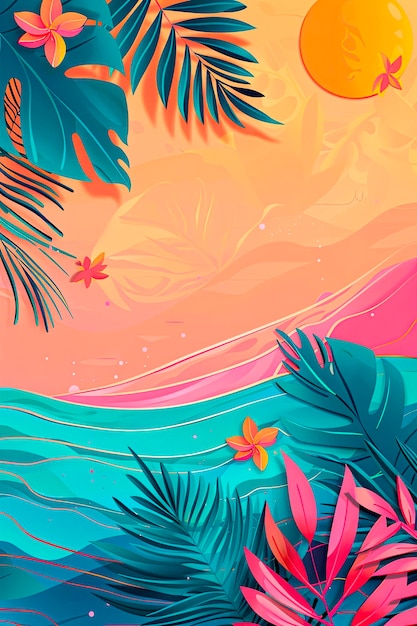 Foto banner di sfondo colorato estivo tropicale