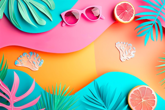 Foto banner di sfondo colorato estivo tropicale