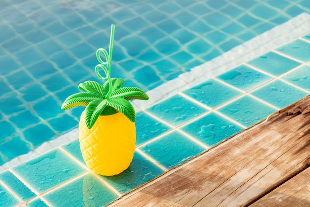 Tropical summer drinks beside the swimming pool