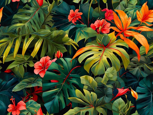 Tropical summer leaf monstera background