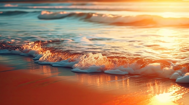 Tropical summer sand beach and bokeh sun light on sea background