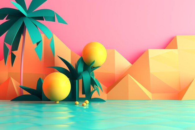 Tropical Summer Themed 3D Abstract Background