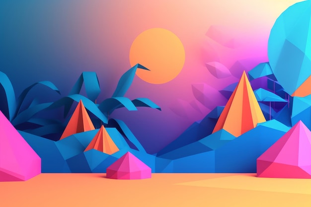 Tropical Summer Themed 3D Abstract Background