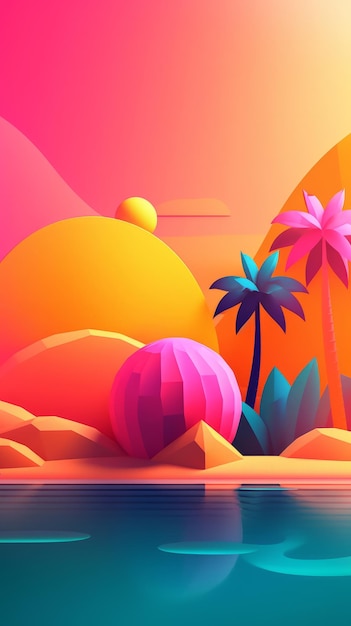 Tropical Summer Themed 3D Abstract Background