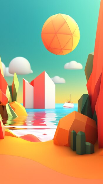 Tropical Summer Themed 3D Abstract Background