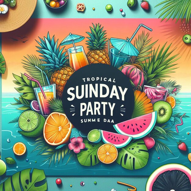 Tropical Sunday Party Flyer Summer Banner