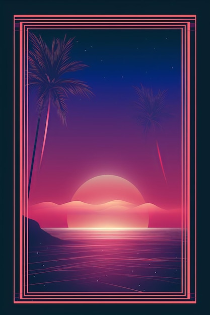 Foto tramonto tropicale con le palme sulla spiaggia
