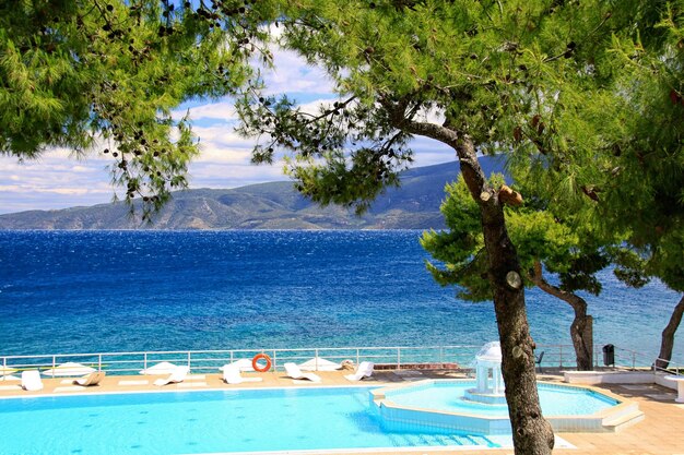 Tropical swimming pool near the beach