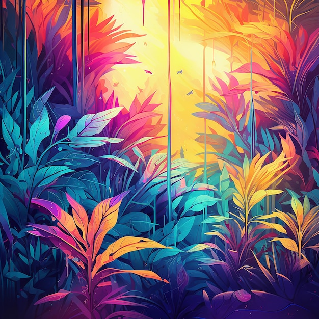 Tropical Symphony MultiColored Abstract Nature Backdrop