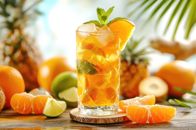 Tropical temptation mandarin liqueur infusion with fresh tropical fruits