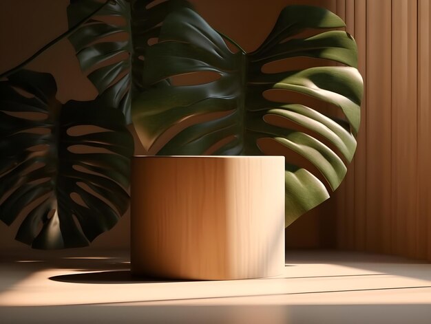 Tropical themed display podium mockup generative ai