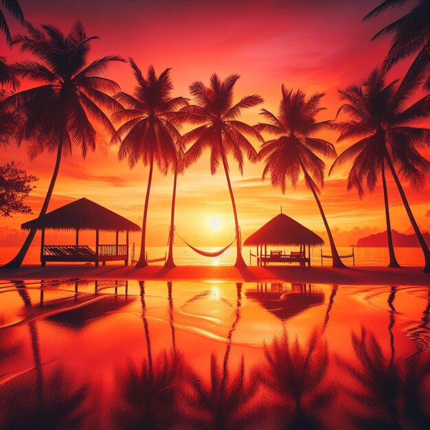 Premium Photo  Tropical Tranquility A Captivating Sunset Tapestry on 